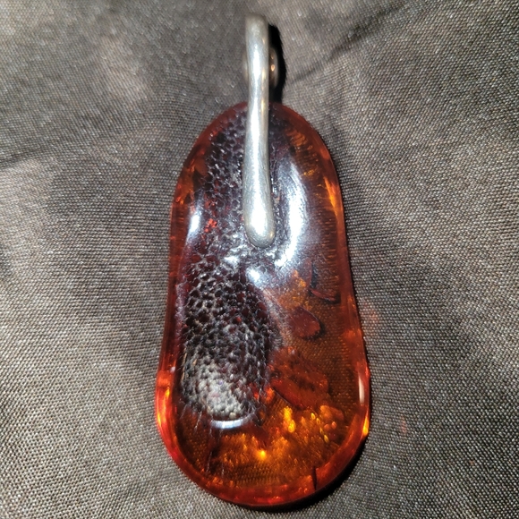 Rare & Beautiful Amber & Sterling Silver 2.75" Pendant - Picture 2 of 6